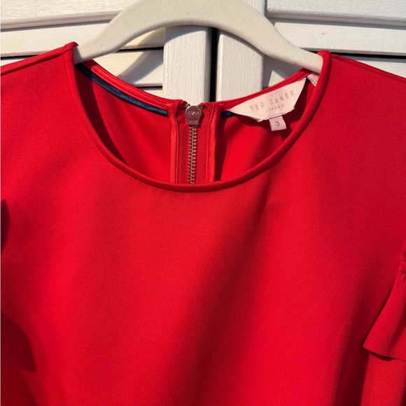 Elegant Red Ruffle Dress - Picture 2 of 9